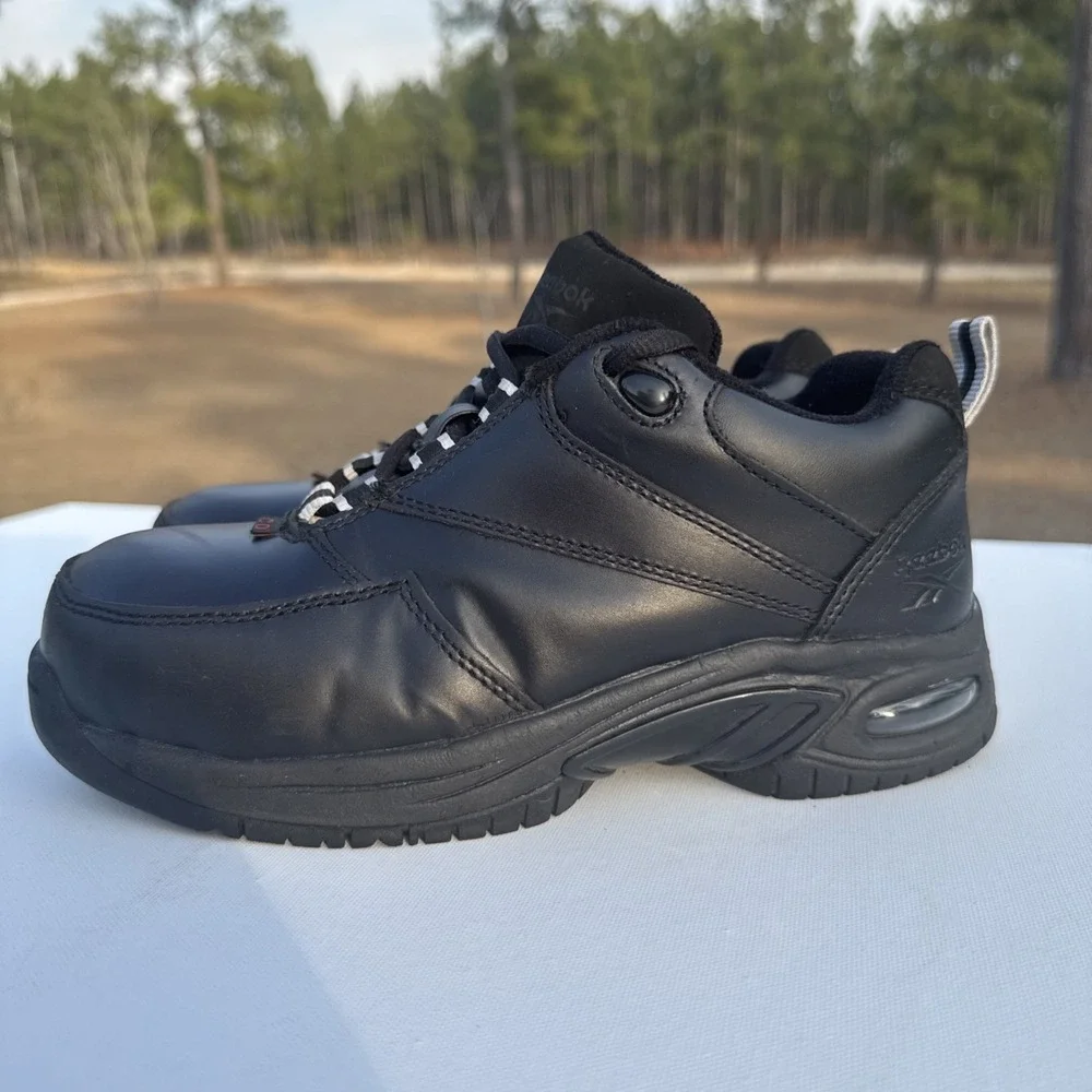 Reebok Tyak Shoes Women's‎ 6.5W Black Composite Toe Work Leather Sneaker Lace up